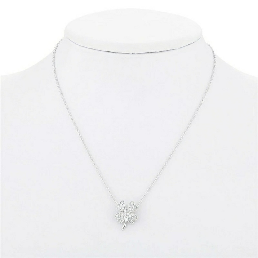 Silver 4 leaf clover necklace - Picture 3 of 7